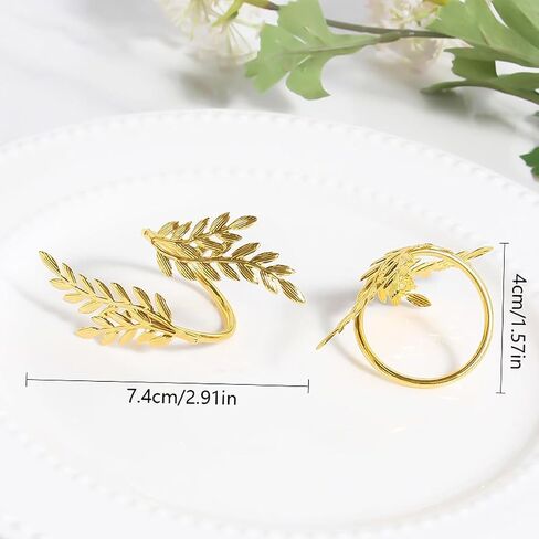 Wheat Napkin Rings Set of 6 Leaves Serviette Buckles Napkin Holder for Dinner, Thanksgiving Parties, Autumn Harvest Wedding Party, Dining Table Decorations Gold in Saudi Arabia