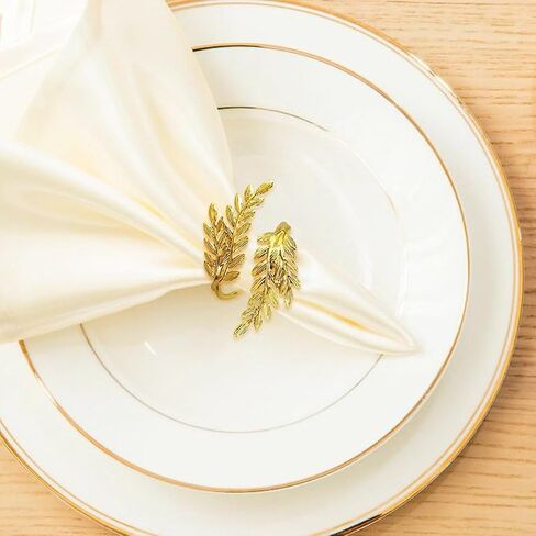 Wheat Napkin Rings Set of 6 Leaves Serviette Buckles Napkin Holder for Dinner, Thanksgiving Parties, Autumn Harvest Wedding Party, Dining Table Decorations Gold in Saudi Arabia