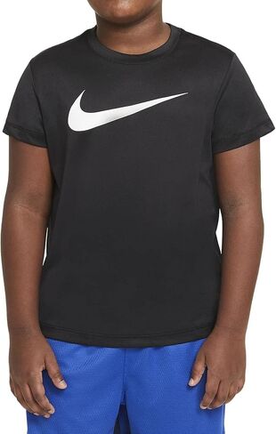 Nike Boy's Dri-Fit Swoosh Short Sleeve T Shirt (Large (Plus), Black/Black/White) in Saudi Arabia