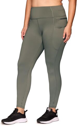 بنطال RBX Active للسيدات مقاس كبير بطول كامل لممارسة رياضة الجري واليوجا وخصر عالٍ مبطن بالصوف مع جيوب in Kuwait