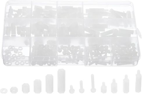MECCANIXITY 260 قطعة M3 مجموعة مواجهات نايلون، ذكر أنثى نايلون سداسية فاصل مواجهات مسامير صواميل مجموعة متنوعة للوحة PCB الأم RC FPV بدون طيار كوادكوبتر، أبيض in Saudi Arabia