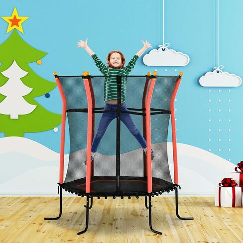 Soozier Trampoline for Kids, Toddler Trampoline Indoor/Outdoor with Net, Safety Enclosure, Boys and Girls Birthday Gift for 3-10 Years Old in Kuwait