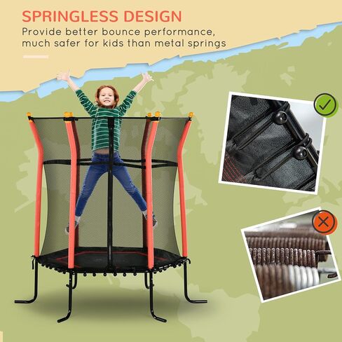Soozier Trampoline for Kids, Toddler Trampoline Indoor/Outdoor with Net, Safety Enclosure, Boys and Girls Birthday Gift for 3-10 Years Old in Kuwait