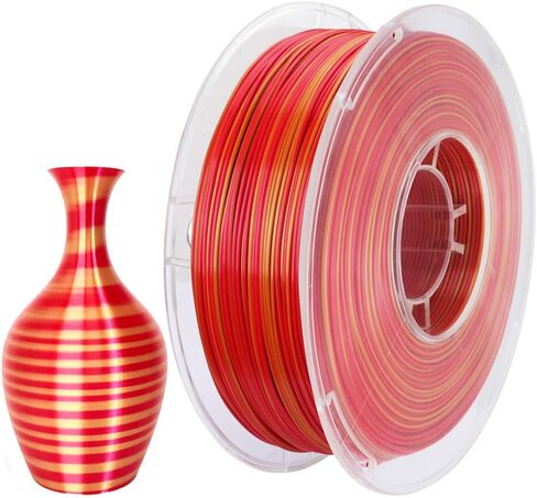 CC3D Silk Candy PLA Filament 1.75mm ديناميكي لون الحلوى Silk PLA 3D خيوط الطابعة 1KG متدرج متغير متعدد الألوان لامعة لمواد الطباعة FDM ثلاثية الأبعاد (حلوى الذهب الأحمر) in Kuwait