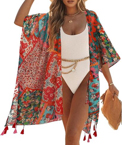 Kimonos for Women Beach Swimsuit Cover Up Boho Lightweight Kimono Cardigans for Summer in Saudi Arabia
