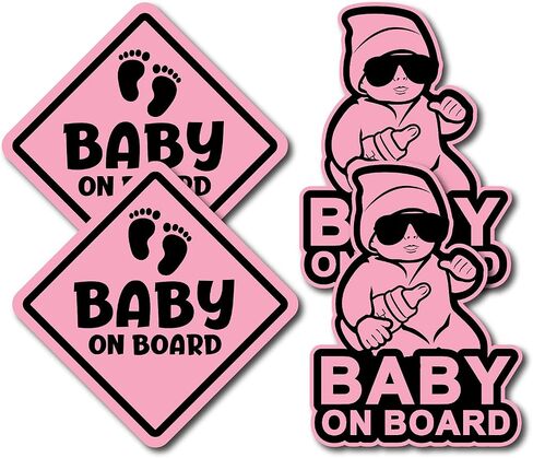 InnovativeStencils Innovative Stencils Baby On Board Decals Stickers Signs for Car - 4 Pack - 5 x 5 - 6 Year Outdoor Durability (White) in Saudi Arabia