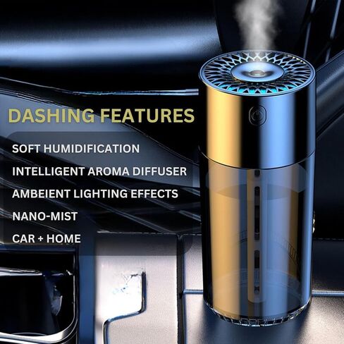 Intelligent Car Air Freshener, USB Plug-in Car Fragrance Air humidifier, Adjustable Concentration & 360° Surround Air Freshener Spray Humidification, 7-Color Atmosphere Light, 300ML Large Capacity in Saudi Arabia