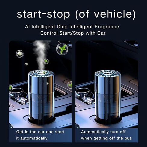 Intelligent Car Air Freshener, USB Plug-in Car Fragrance Air humidifier, Adjustable Concentration & 360° Surround Air Freshener Spray Humidification, 7-Color Atmosphere Light, 300ML Large Capacity in Saudi Arabia