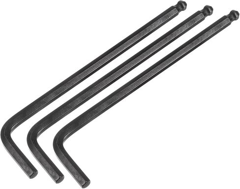 uxcell 3pcs 6mm Ball End Hex Key Wrench, Metric L Shaped Long Arm CR-V Repairing Tool for Bikes Furniture Repair, Black in Saudi Arabia