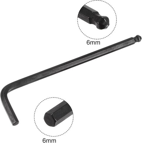 uxcell 3pcs 6mm Ball End Hex Key Wrench, Metric L Shaped Long Arm CR-V Repairing Tool for Bikes Furniture Repair, Black in Saudi Arabia