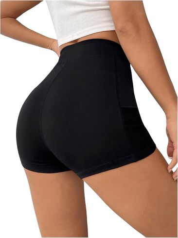 SOLY HUX Women's High Waist Biker Shorts Workout Running Yoga Casual Shorts with Pocket in Saudi Arabia
