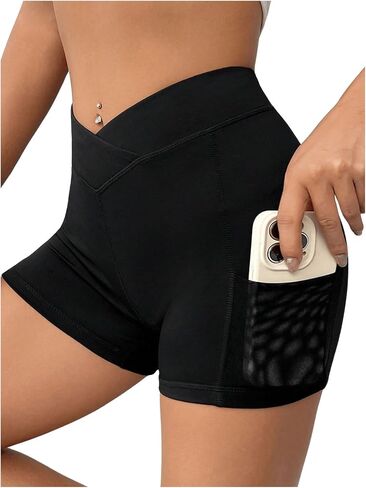 SOLY HUX Women's High Waist Biker Shorts Workout Running Yoga Casual Shorts with Pocket in Saudi Arabia