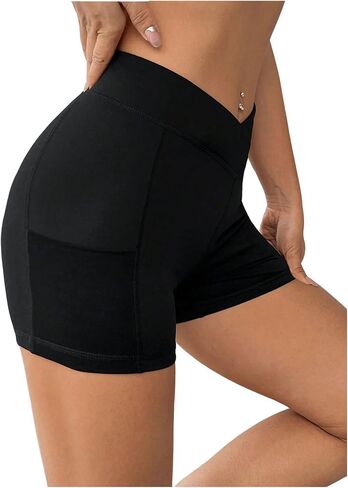 SOLY HUX Women's High Waist Biker Shorts Workout Running Yoga Casual Shorts with Pocket in Saudi Arabia