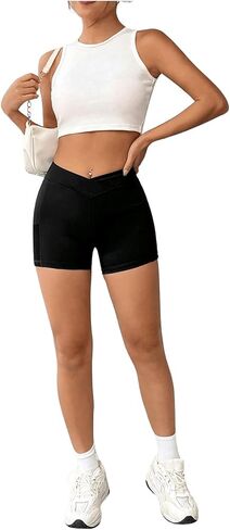 SOLY HUX Women's High Waist Biker Shorts Workout Running Yoga Casual Shorts with Pocket in Saudi Arabia