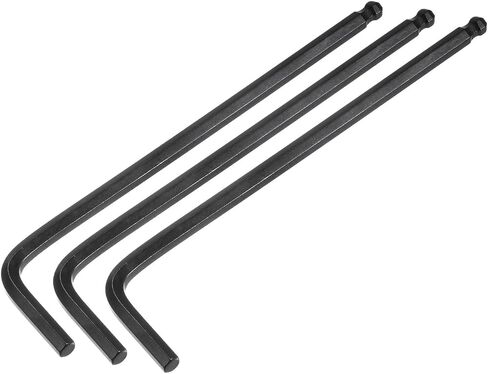 uxcell 3pcs 6mm Ball End Hex Key Wrench, Metric L Shaped Long Arm CR-V Repairing Tool for Bikes Furniture Repair, Black in Saudi Arabia
