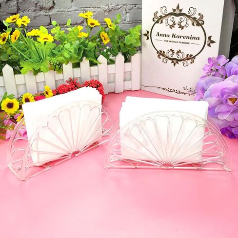PRETYZOOM 10pcs Plastic Napkin Holder Clear Fan Design Tissue Dispenser Freestanding Tissue Organizer Cocktail Napkin Holder Stand For Kitchen in Saudi Arabia