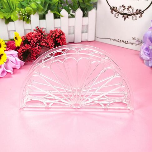 PRETYZOOM 10pcs Plastic Napkin Holder Clear Fan Design Tissue Dispenser Freestanding Tissue Organizer Cocktail Napkin Holder Stand For Kitchen in Saudi Arabia
