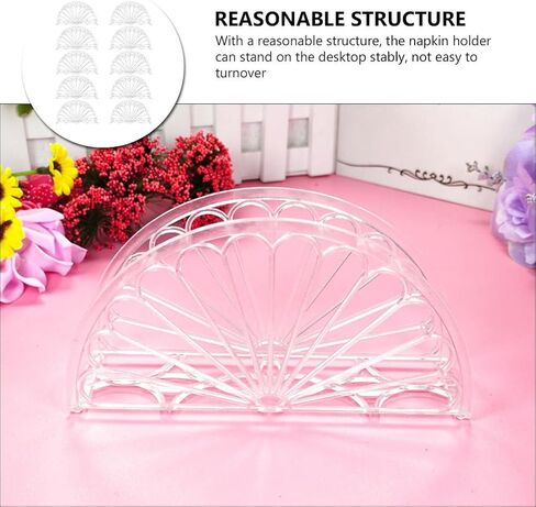 PRETYZOOM 10pcs Plastic Napkin Holder Clear Fan Design Tissue Dispenser Freestanding Tissue Organizer Cocktail Napkin Holder Stand For Kitchen in Saudi Arabia