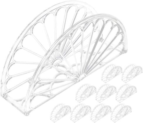PRETYZOOM 10pcs Plastic Napkin Holder Clear Fan Design Tissue Dispenser Freestanding Tissue Organizer Cocktail Napkin Holder Stand For Kitchen in Saudi Arabia