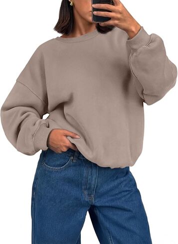 بلوزات نسائية عصرية بياقة دائرية بلوفر كاجوال وقمصان بأكمام طويلة موضة خريف 2024 ملابس in Kuwait