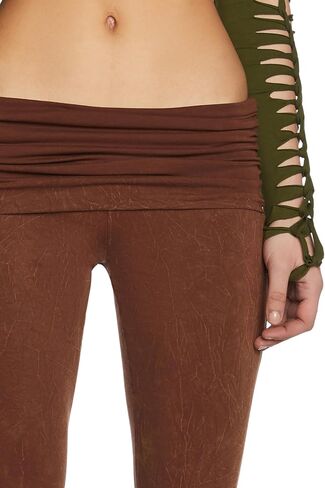 Dolls Kill Dew Morning Flare Pants by Current Mood – Ruched Jersey, Foldover Waistline, Low Rise Fit with Flared Leg in Kuwait