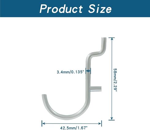 100 قطعة من خطافات Pegboard J المعدنية، مجموعة عرض الحائط Pegboard مقاس 1/4 بوصة، ملحقات تخزين لوحة Pegboard لأدوات التعليق والمفاتيح والقلائد والمجوهرات in Kuwait