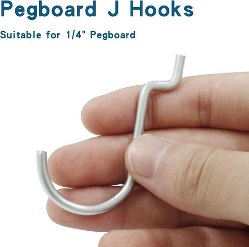 100 قطعة من خطافات Pegboard J المعدنية، مجموعة عرض الحائط Pegboard مقاس 1/4 بوصة، ملحقات تخزين لوحة Pegboard لأدوات التعليق والمفاتيح والقلائد والمجوهرات in Kuwait