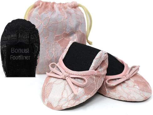 Silky Toes Women’s Foldable Lace Wedding Flats Comfortable Bridal Dressy Shoes in Kuwait