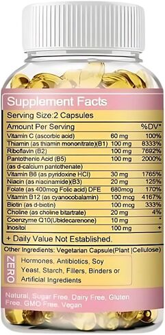 Vitamin B-Complex for Men and Women Delivers All B Vitamins Supports The Immune System Metabolism and The Nervous system120 Capsules. in Saudi Arabia