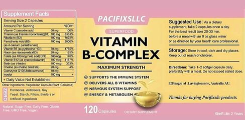 Vitamin B-Complex for Men and Women Delivers All B Vitamins Supports The Immune System Metabolism and The Nervous system120 Capsules. in Saudi Arabia