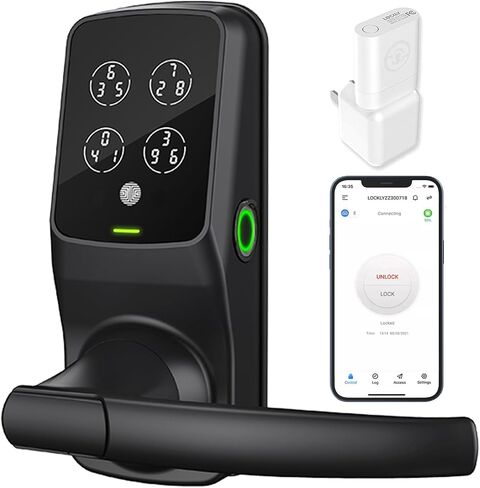 Lockly Secure Pro, Wi-Fi Smart Lock, Keyless Entry Door Lock, PIN Genie® Keypad, 3D Biometric Fingerprint Sensor, Voice Control, Auto Lock - Matte Black (PGD628WMB) - Latch Edition in Saudi Arabia