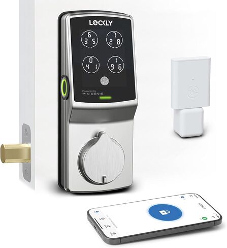 Lockly Secure Pro, Wi-Fi Smart Lock, Keyless Entry Door Lock, PIN Genie® Keypad, 3D Biometric Fingerprint Sensor, Voice Control, Auto Lock - Matte Black (PGD628WMB) - Latch Edition in Saudi Arabia
