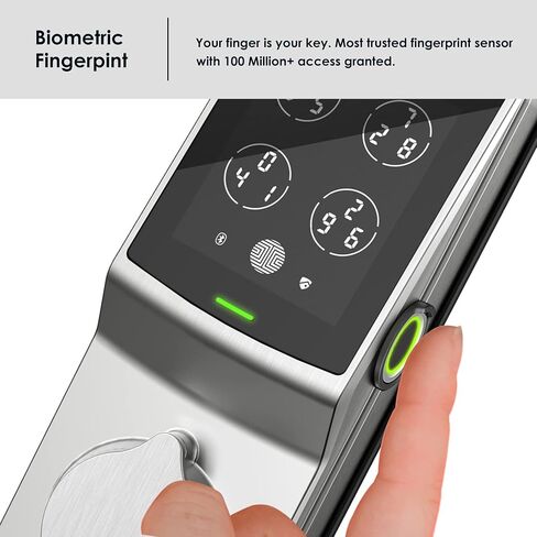 Lockly Secure Pro, Wi-Fi Smart Lock, Keyless Entry Door Lock, PIN Genie® Keypad, 3D Biometric Fingerprint Sensor, Voice Control, Auto Lock - Matte Black (PGD628WMB) - Latch Edition in Saudi Arabia