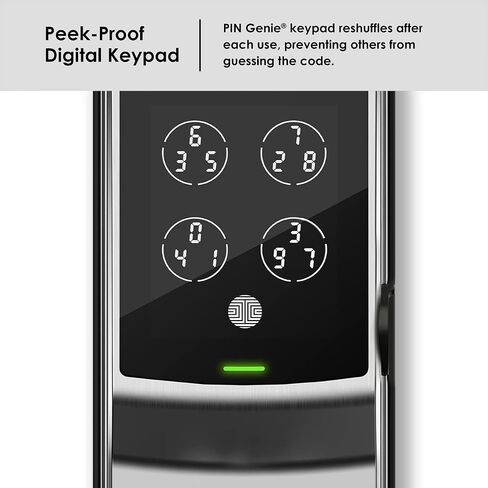 Lockly Secure Pro, Wi-Fi Smart Lock, Keyless Entry Door Lock, PIN Genie® Keypad, 3D Biometric Fingerprint Sensor, Voice Control, Auto Lock - Matte Black (PGD628WMB) - Latch Edition in Saudi Arabia