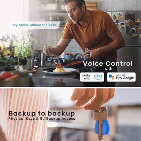 Lockly Secure Pro, Wi-Fi Smart Lock, Keyless Entry Door Lock, PIN Genie® Keypad, 3D Biometric Fingerprint Sensor, Voice Control, Auto Lock - Matte Black (PGD628WMB) - Latch Edition in Saudi Arabia