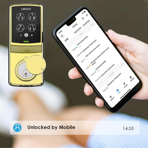 Lockly Secure Pro، قفل ذكي Wi-Fi، قفل باب دخول بدون مفتاح، لوحة مفاتيح PIN Genie®، مستشعر بصمات الأصابع البيومترية ثلاثي الأبعاد، التحكم الصوتي، قفل تلقائي - أسود غير لامع (PGD628WMB) - إصدار مزلاج in Kuwait