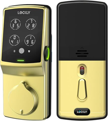 Lockly Secure Pro، قفل ذكي Wi-Fi، قفل باب دخول بدون مفتاح، لوحة مفاتيح PIN Genie®، مستشعر بصمات الأصابع البيومترية ثلاثي الأبعاد، التحكم الصوتي، قفل تلقائي - أسود غير لامع (PGD628WMB) - إصدار مزلاج in Kuwait
