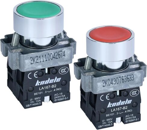 10Amp 2Pcs 22MM Momentary Push Button Switch Red Green 1NO 1NC SPDT Metal Head Waterproof IP65 (1 Red 1 Green) in Saudi Arabia