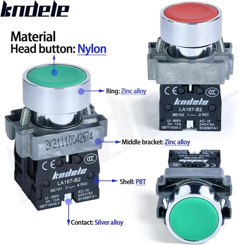 10Amp 2Pcs 22MM Momentary Push Button Switch Red Green 1NO 1NC SPDT Metal Head Waterproof IP65 (1 Red 1 Green) in Saudi Arabia