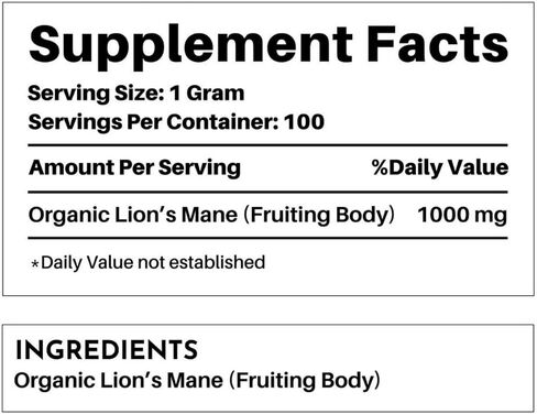 JUST INGREDIENTS Organic Lion’s Mane Powder | 100 Servings | 100% Organic & Vegan Supplement | Supports Digestive Health, Cognitive Function & Rich in Antioxidants | No Artificial Additives in Saudi Arabia