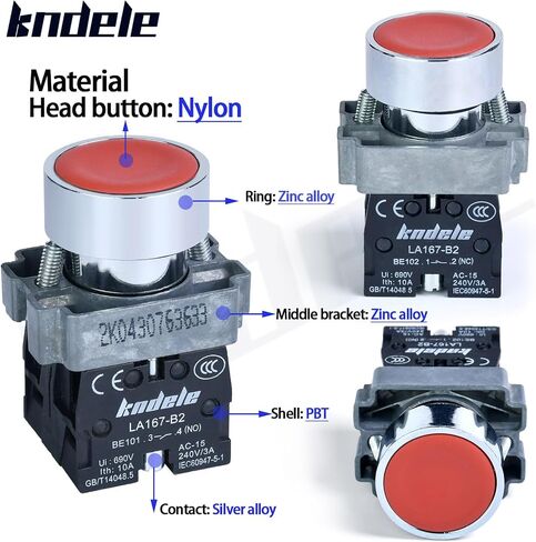 10Amp 2Pcs 22MM Momentary Push Button Switch Red Green 1NO 1NC SPDT Metal Head Waterproof IP65 (1 Red 1 Green) in Saudi Arabia
