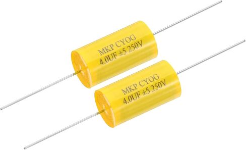 PATIKIL 4uF 250 V Frequency Divider Capacitor, 1 Pcs Axial Audio Speaker Crossover Step-Less Film Capacitor MKP Capacitor for Audio Equipment Appliances, Yellow in Saudi Arabia