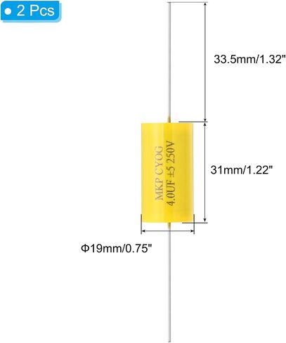 PATIKIL 4uF 250 V Frequency Divider Capacitor, 1 Pcs Axial Audio Speaker Crossover Step-Less Film Capacitor MKP Capacitor for Audio Equipment Appliances, Yellow in Saudi Arabia