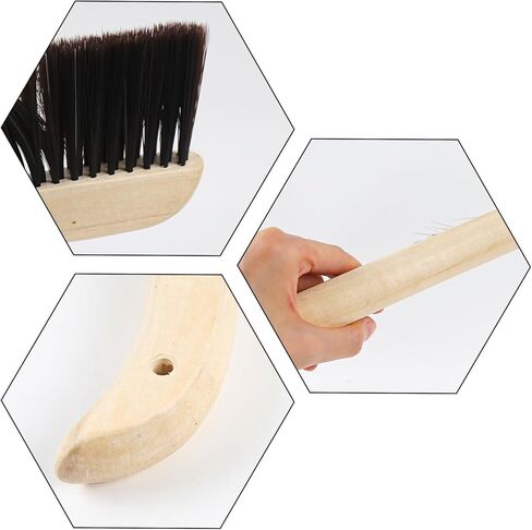 3 قطع من مكنسة الخفق الخشبية فرشاة الغبار مع مقبض خشبي مكنسة يدوية فرشاة ذات شعيرات ناعمة لسرير العداد ومدفأة السيارة المنزلية باللون البني in Kuwait