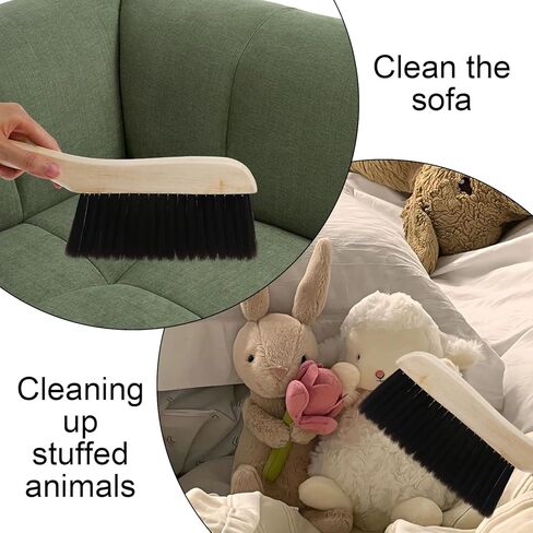 3 قطع من مكنسة الخفق الخشبية فرشاة الغبار مع مقبض خشبي مكنسة يدوية فرشاة ذات شعيرات ناعمة لسرير العداد ومدفأة السيارة المنزلية باللون البني in Kuwait