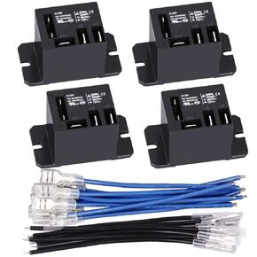 Miniature Power Relay 30A AC120V Coil SPDT Mini 120 Volt Relays with Flange Mounting and 20 Quick Connect Wires, NT90-120VAC (Pack of 4)