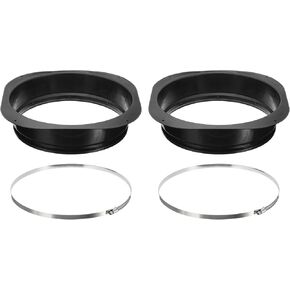 PATIKIL 12" Duct Connector Flange, 2 Pack Dryer Vent Wall Plate Square to Round Straight with Clamp for Air Heating Cooling Ventilation Exhaust Fan, Black