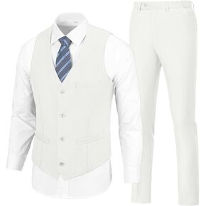 Mens Suit Slim Fit Suits for Men 2 Pieces Tuxedo Vest Pants Set Wedding Prom Waistcoat & Trousers