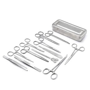 Precise Canada: Set of 13 Pieces Basic Surgi Forceps Scissors Needle Holder Kit Stainless Steel Box Instruments DS-1290