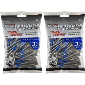 Pride Professional Titanium Strength Wood Golf Tees, 3 1/4", 65 Count (2-Pack)